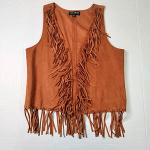 IDYLLWIND Fueled By Miranda Lambert Brown Fringe Vest Faux Suede Size XL/TG